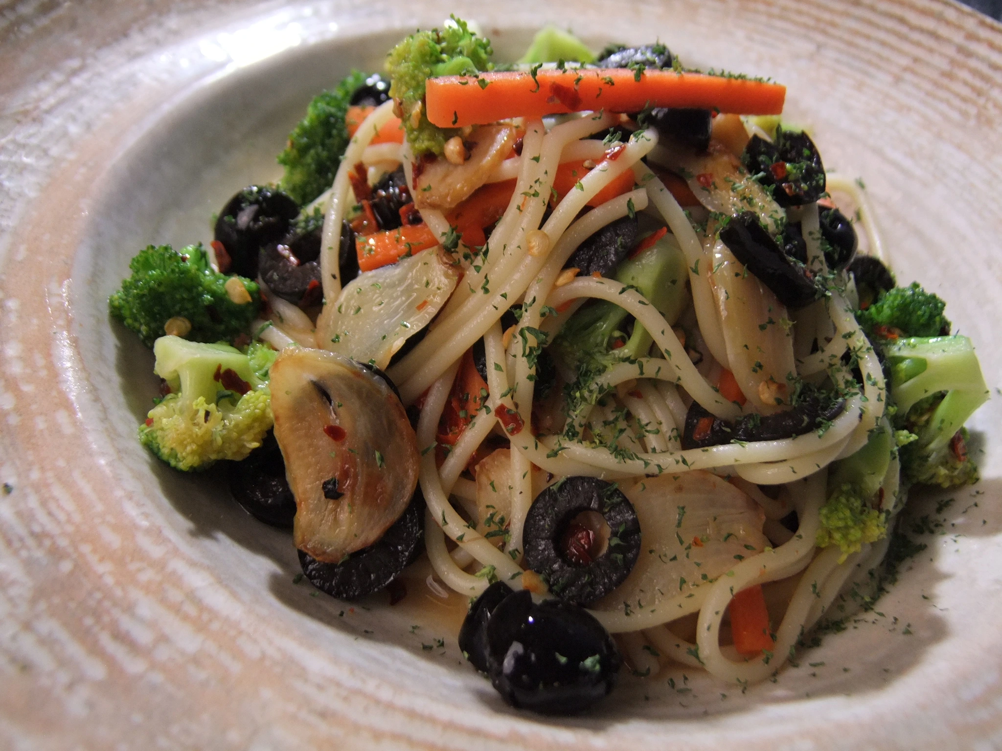 Fresh vegetarian pasta served at Crave Castle Kitchen & Bar in Kuala Lumpur